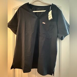 Figs Women's Catarina One pocket scrub top in Dark Harbor